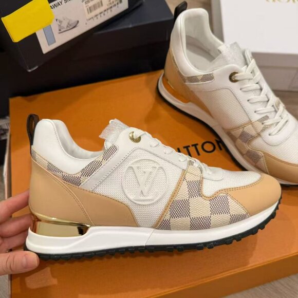 NIB Authentic Louis Vuitton Run Away Sneaker 'White Cream Damier' - Picture 1 of 5
